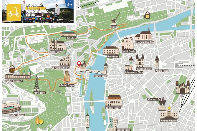 1.5h Prague E-Scooter Panoramic Tour small-group with PragueWay - Letná Park, river views, and a Kafka connection