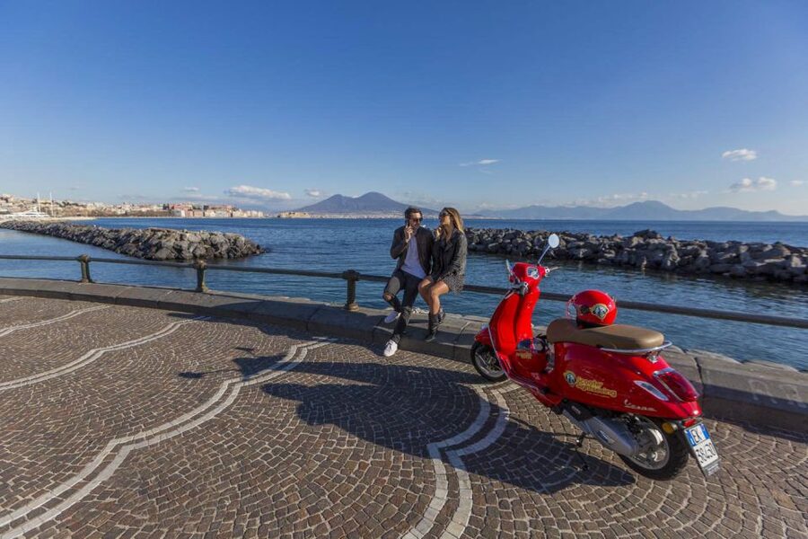 Amazing audioguided Vespa Tour of Naples - with driver - Along the Lungomare and toward Largo Sermoneta