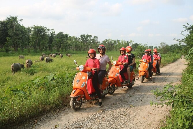 Beautiful Female Riders Vespa Red River Countryside Tour 5 Hours - Starting at Long Bien Bridge