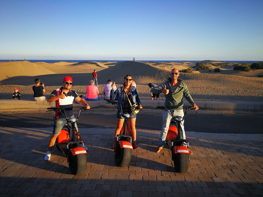 e-Scooter City Tour + Camel Ride inside Maspalomas Dunes - Views toward Playa del Ingles and the protected dunes