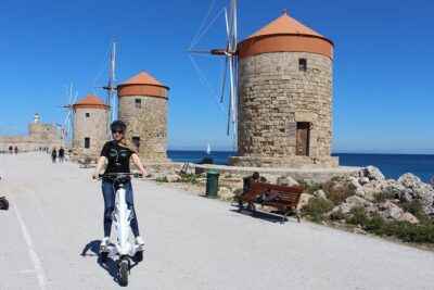 Explore the new town and the medieval town of Rhodes on scooters – 3 hours