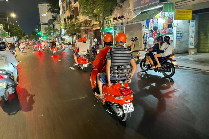 Female Riders Vespa Night Street Food + Train Street food 4 Hours - Crossing the Ceramic Road and Chuong Duong Bridge
