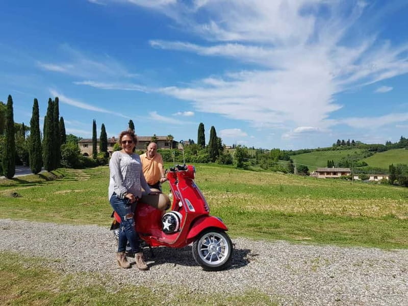 From Florence: Tuscany Vespa Tour with Lunch & Wine - Medieval views toward San Gimignano
