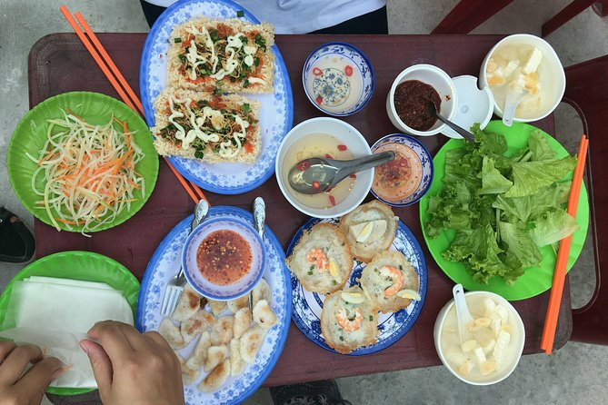 Hue Street Food Tour At Night By Scooter - Making your own roll with bánh khọt