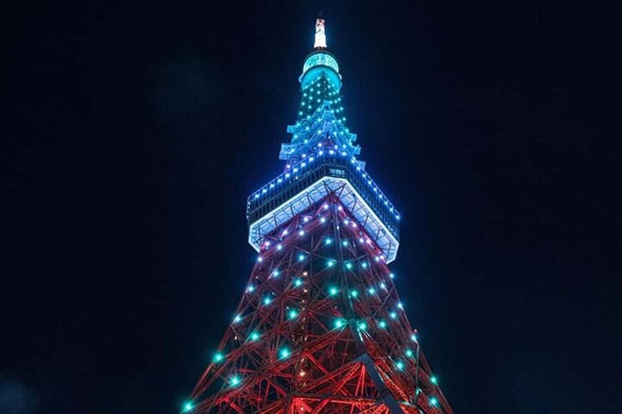 Night E-Scooter Ride to Tokyo Tower - No License Needed - Tokyo Tower after sunset