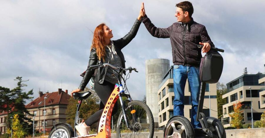 Prague: Grand Segway and eScooter Live Guided City Tour - Switching from scooter to Segway near Prague Castle
