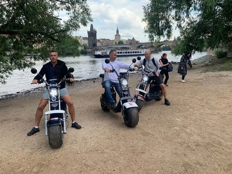 Prague: Guided Fat Tire e-Scooter Tour - Kampa Park, the river, and the National Theatre