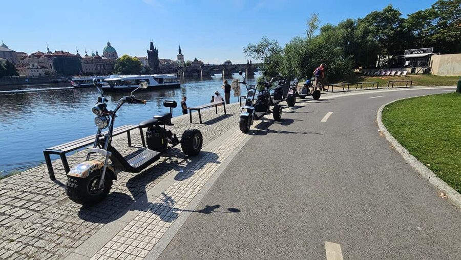 Prague: Heart of Prague Electric Tricycle Scooter Tour - Charles Bridge from Cihelná Park