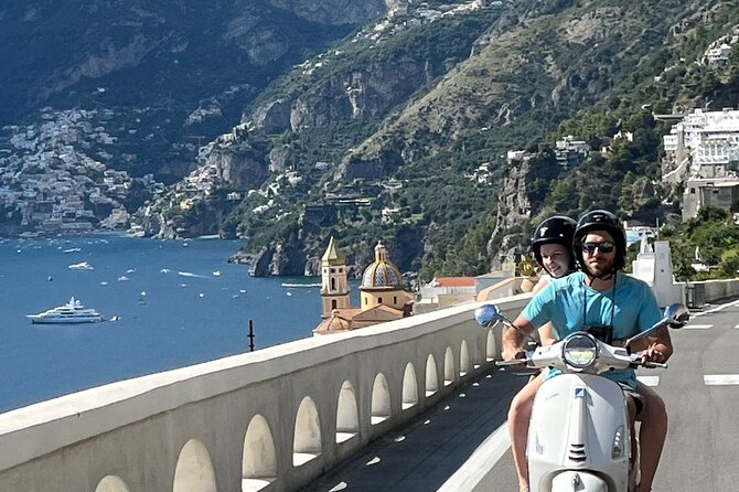 Private Vespa scooter Adventure on the Amalfi Coast - Praiano and the small harbor at Marina di Praia