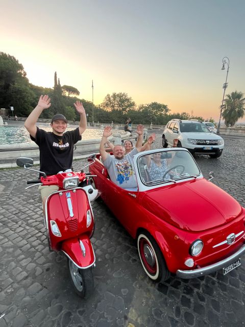 Rome: Evening Fiat 500 and Vespa Prosecco Tour - Colosseum after dark: the grand opening stop