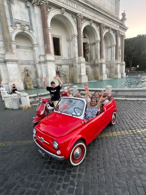 Rome: Evening Fiat 500 and Vespa Prosecco Tour - Baths of Caracalla: ancient Rome in a quieter setting