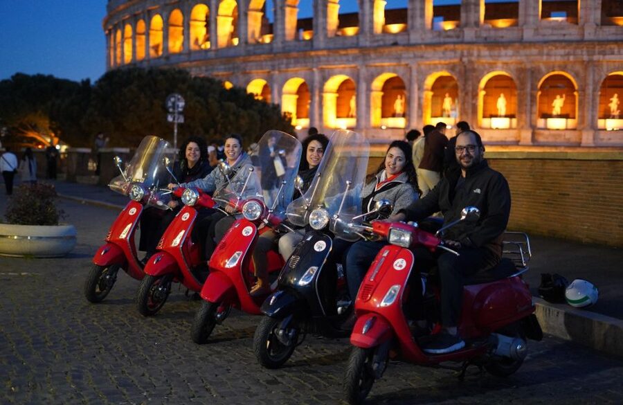 Rome: Vespa Scooter Night Tour with Pro Photographer service - Passing the Mouth of Truth and Piazza Venezia