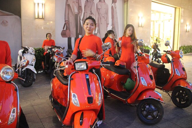 Saigon Vespa By Night Street Food With Female Riders Ao Dai - Who will enjoy this most