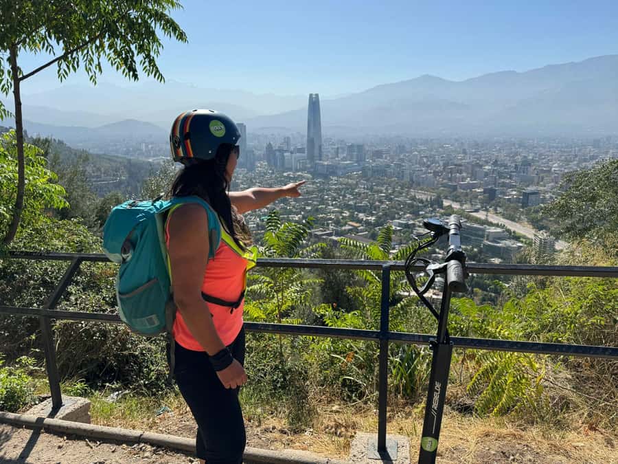 Santiago sunset tour on an electric scooter. City and nature - Campus Lo Contador and Santiago design