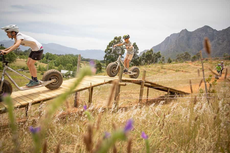 Stellenbosch Winelands downhill gravity Scooter - The open 4x4 ride to the trail