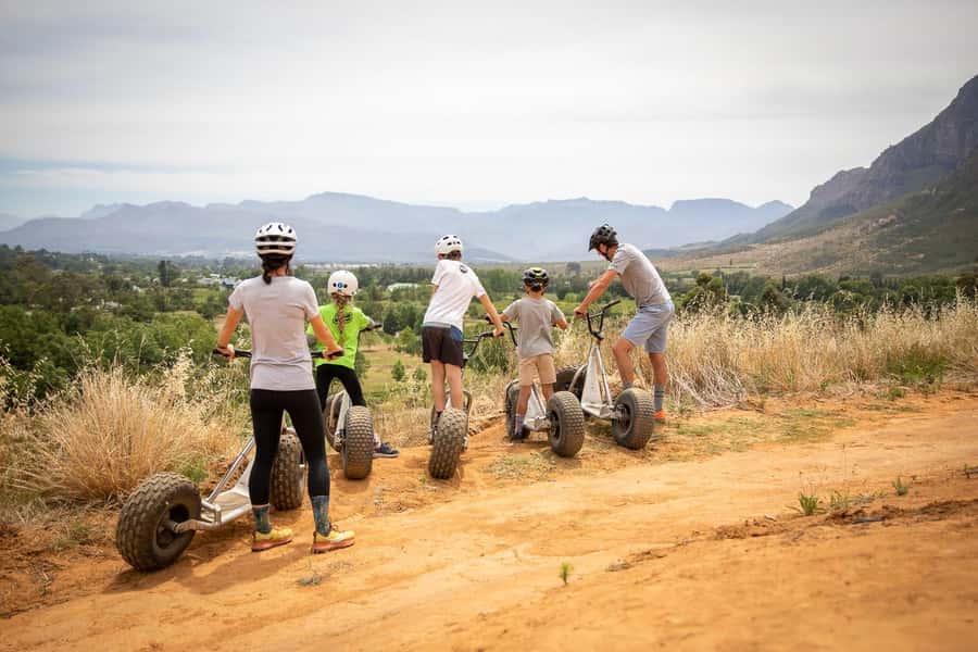 Stellenbosch Winelands downhill gravity Scooter - First downhill run: learning the scooter