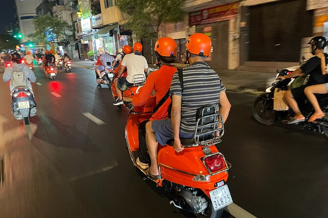 Vespa Female Ao Dai riders Night Street Food + See Train Street - Crossing Long Bien Bridge after dark
