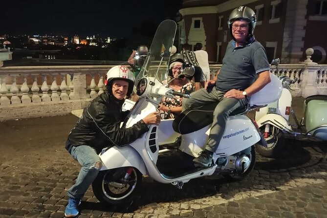 Vespa Sidecar Tour By Night with Pickup - Janiculum Hill and the Fontanone finale